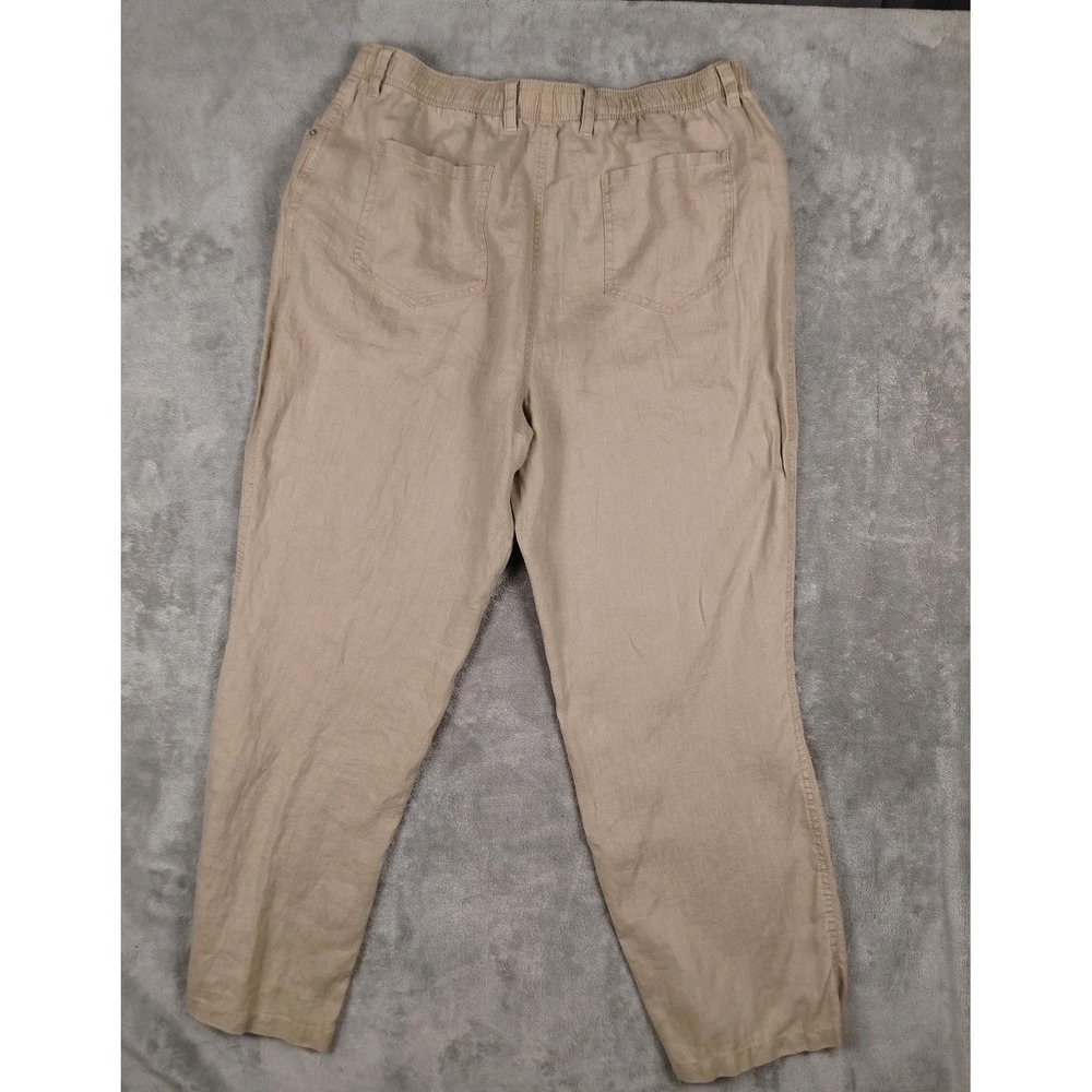Cremieux 100% Linen Beige Pants‎ Mens 38x30 Elastic Waist Relaxed Beach Wedding - Picture 3 of 8